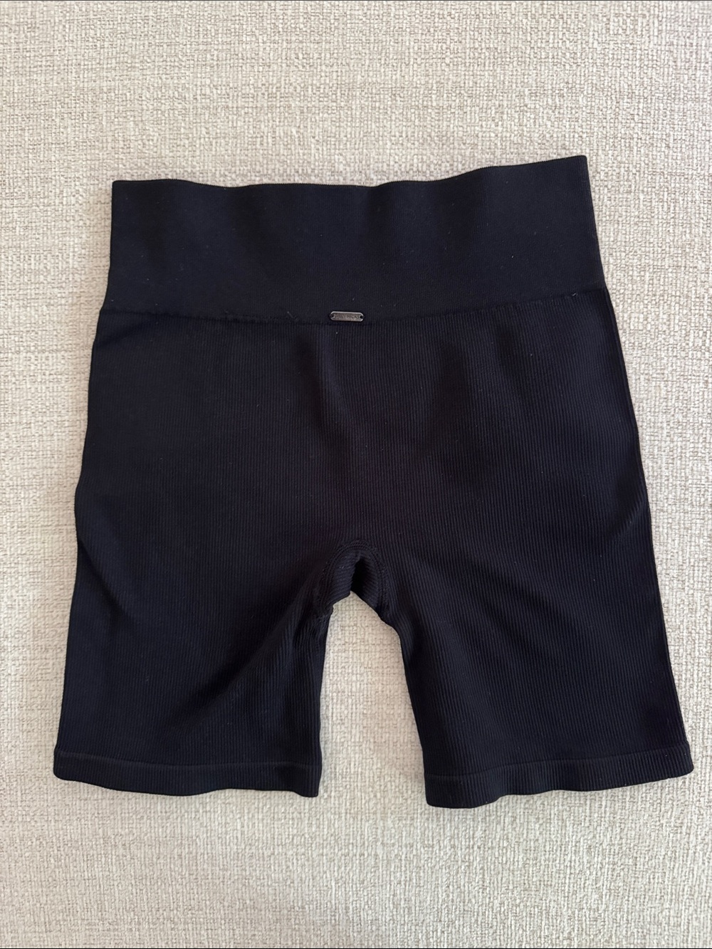 Gilly Hicks Black Ribbed High-Rise Bike Shorts